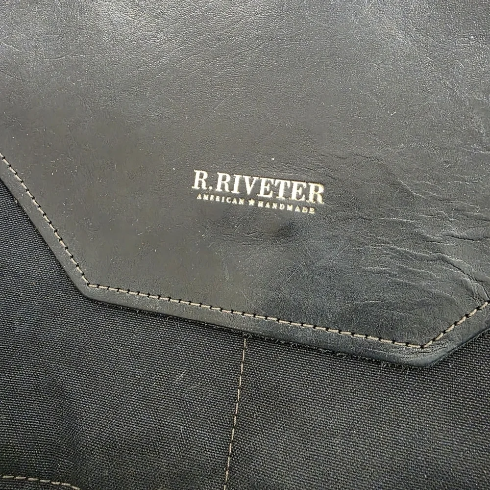 R.Riveter Usa Handmade Leather Canvas Messnger Bag Crossbody Black Designer